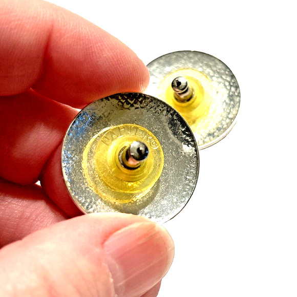 Vintage Napier Pierced Earrings Silver Discs Ornate Engraved Swirls Rounds 80's - Picture 5 of 6